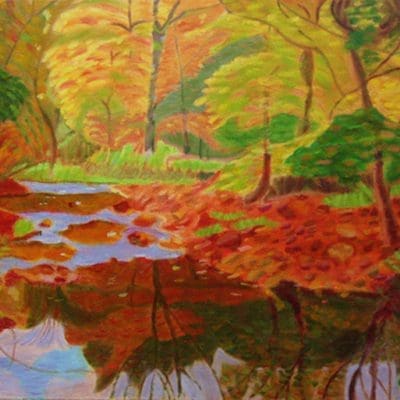 Pristine Fall Stream - Bucks County - Oil